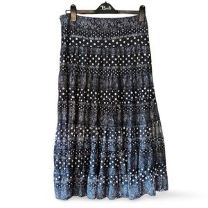 Y2K Navy Polka Dot Maxi Skirt – Grunge  Boho Festival Style